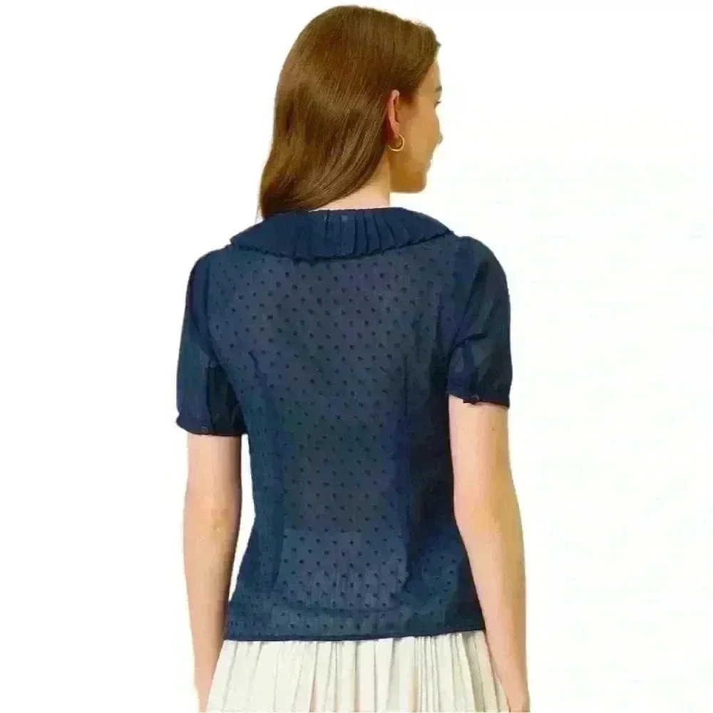 J.Crew Women’s Swiss Dot Tiered Flutter Sleeve Blouse